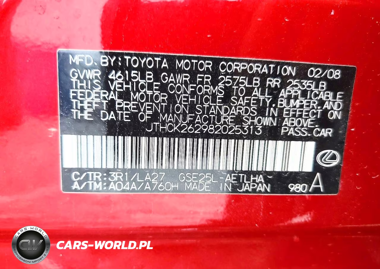 2008 Lexus Is 250 VIN:JTHCK262982025313 - 12
