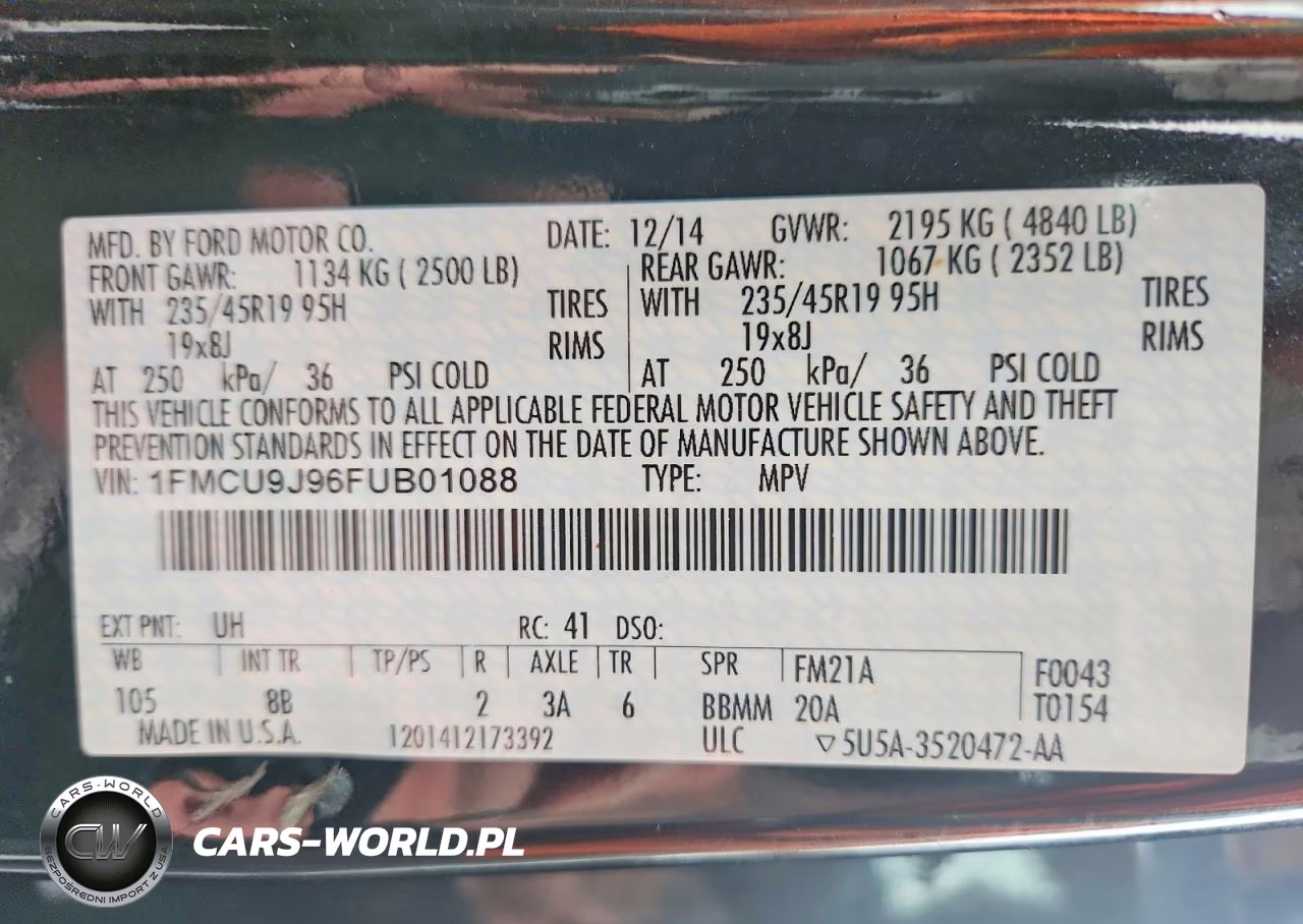 2015 Ford Escape Titanium VIN:1FMCU9J96FUB01088 - 13