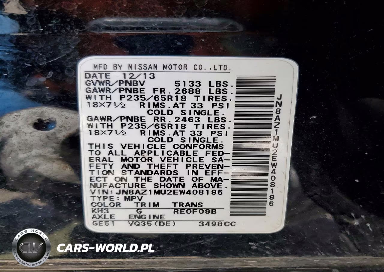2014 Nissan Murano Sl VIN:JN8AZ1MU2EW408196 - 13