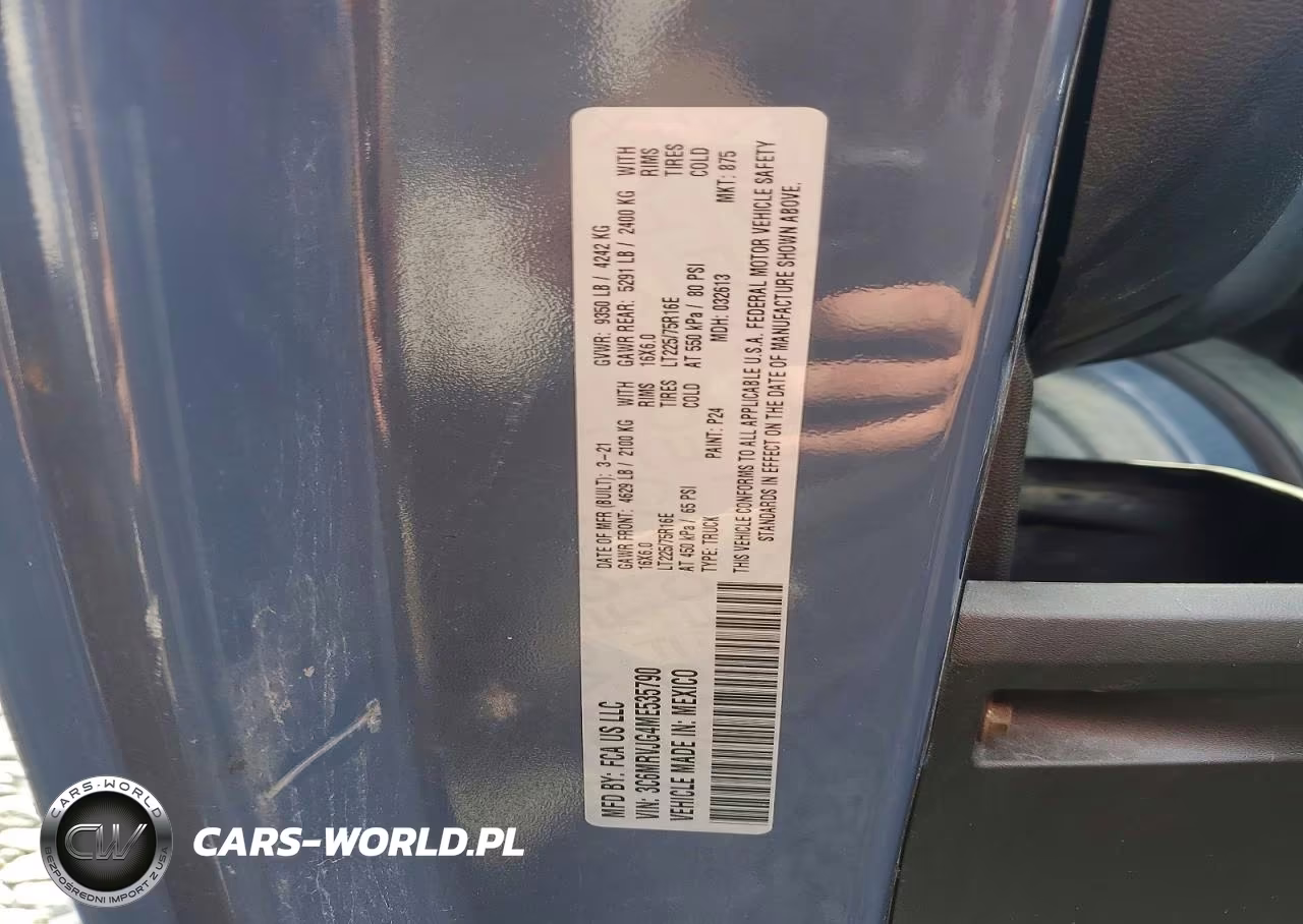 2021 Ram Promaster 3500 Delivery Van VIN:3C6MRVJG4ME535790 - 13