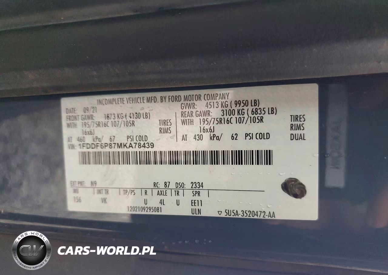 2021 Ford Transit Delivery Truck VIN:1FDDF6P87MKA78439 - 12