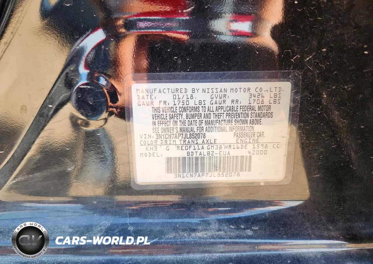 2018 Nissan Versa Sv VIN:3N1CN7AP7JL852078 - 12