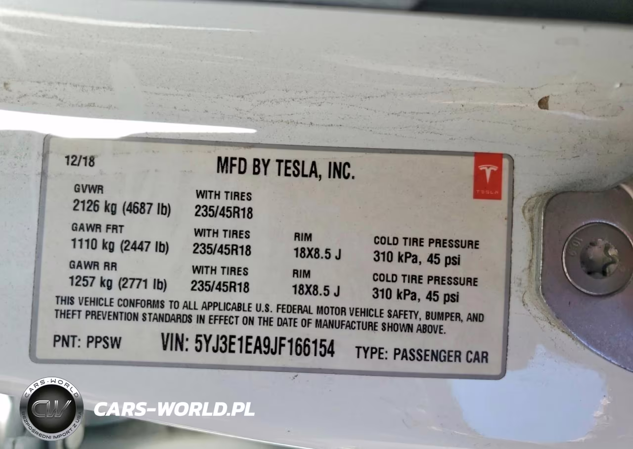 2018 Tesla Model 3 VIN:5YJ3E1EA9JF166154 - 13