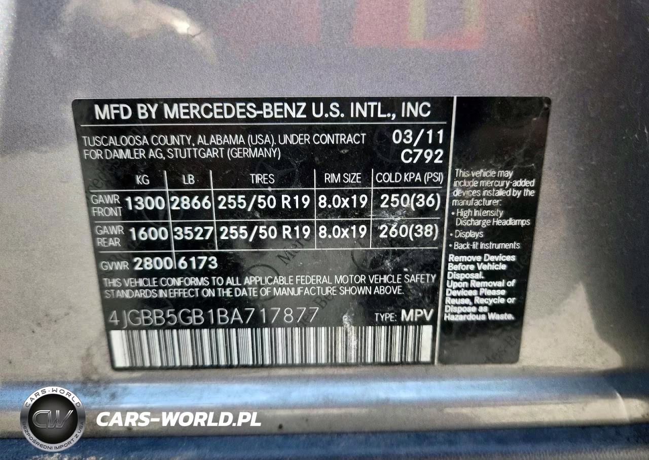 2011 Mercedes-Benz Ml 350 VIN:4JGBB5GB1BA717877 - 13