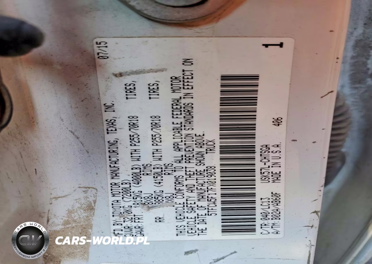 2015 Toyota Tundra Sr VIN:5TFCW5F17FX019038 - 12
