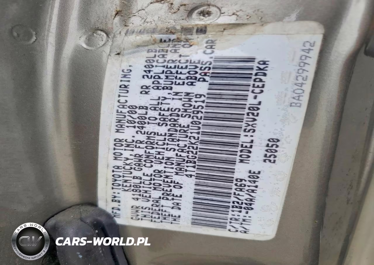 2001 Toyota Camry VIN:4T1BG22K21U029519 - 12