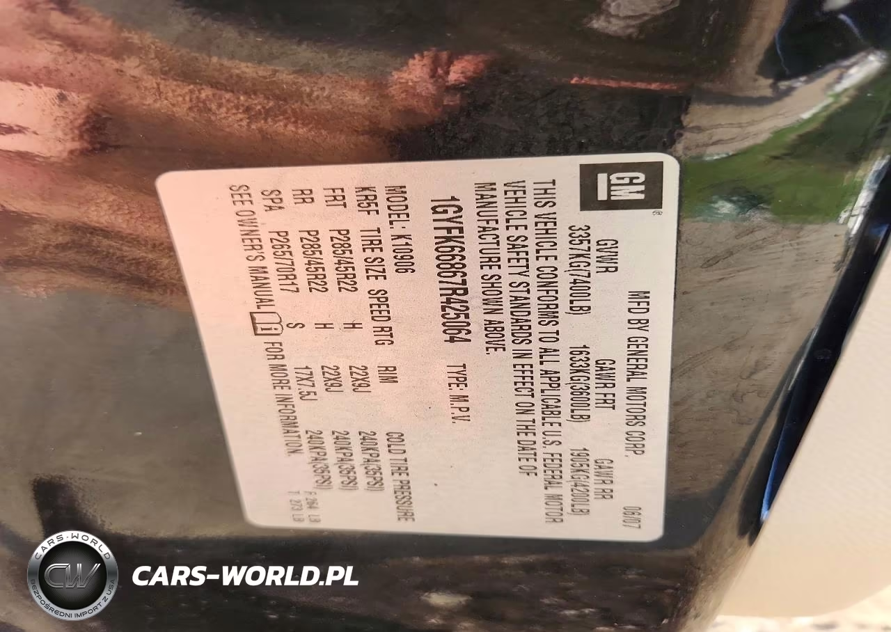 2007 Cadillac Escalade Esv VIN:1GYFK66867R425064 - 13