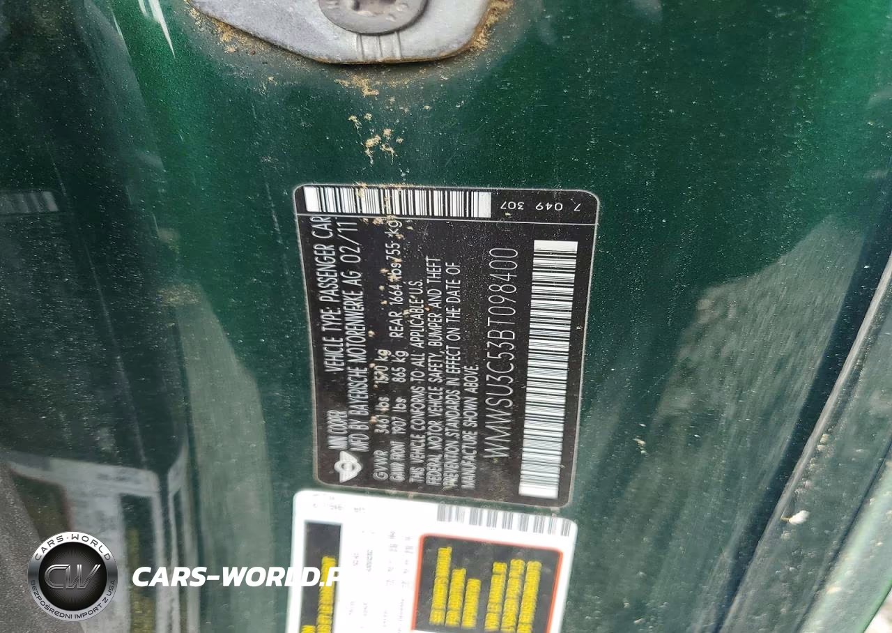 2011 Mini Cooper 3-Door VIN:WMWSU3C53BT098400 - 12