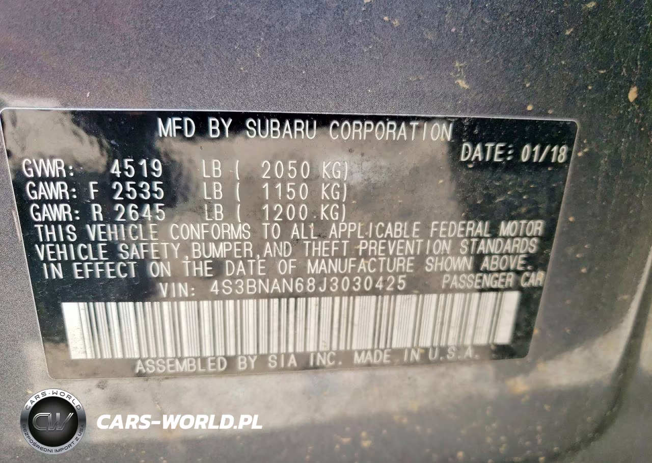 2018 Subaru Legacy 2.5I Limited VIN:4S3BNAN68J3030425 - 12
