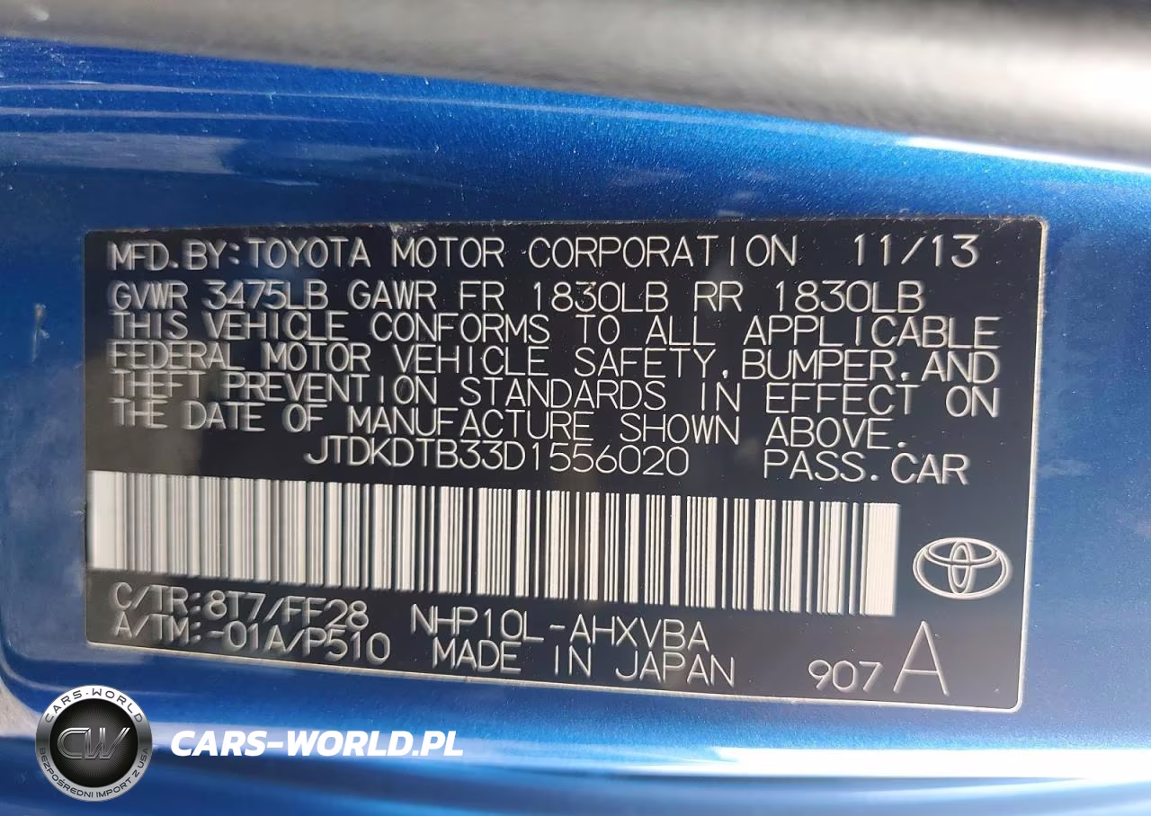 2013 Toyota Prius C Two VIN:JTDKDTB33D1556020 - 12