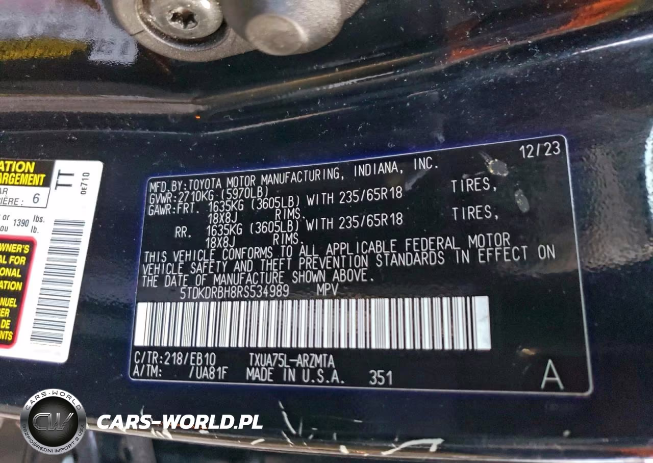2024 Toyota Highlander Le VIN:5TDKDRBH8RS534989 - 13
