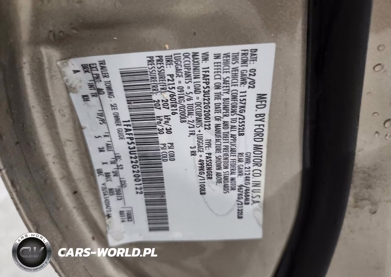 2002 Ford Taurus Se VIN:1FAFP53U22G200122 - 26