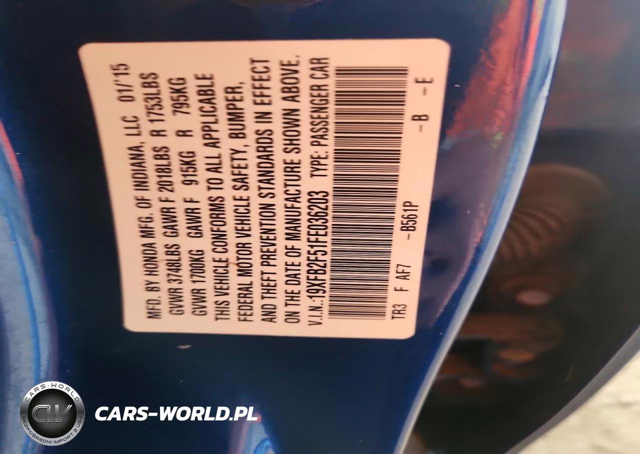 2015 Honda Civic Lx VIN:19XFB2F51FE036203 - 12