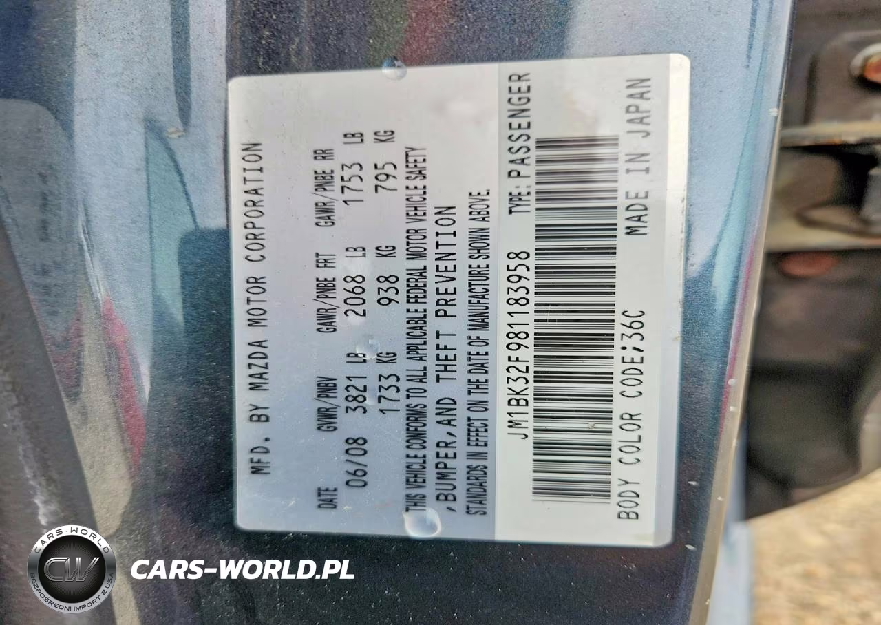 2008 Mazda 3 I VIN:JM1BK32F981183958 - 12