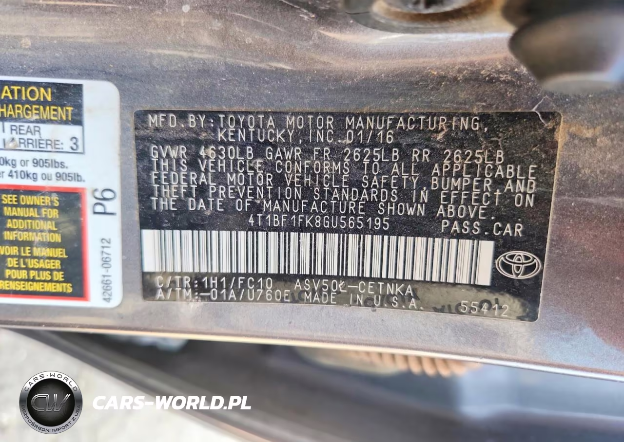 2016 Toyota Camry Le VIN:4T1BF1FK8GU565195 - 12