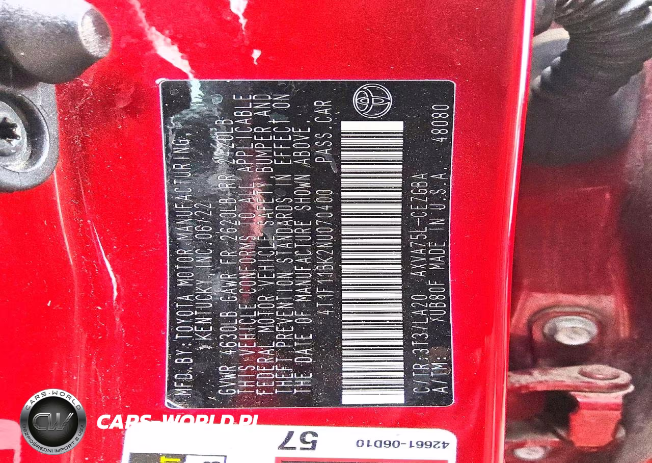 2022 Toyota Camry Xle VIN:4T1F11BK2NU070400 - 12