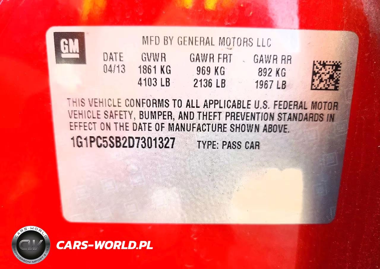 2013 Chevrolet Cruze Lt VIN:1G1PC5SB2D7301327 - 12