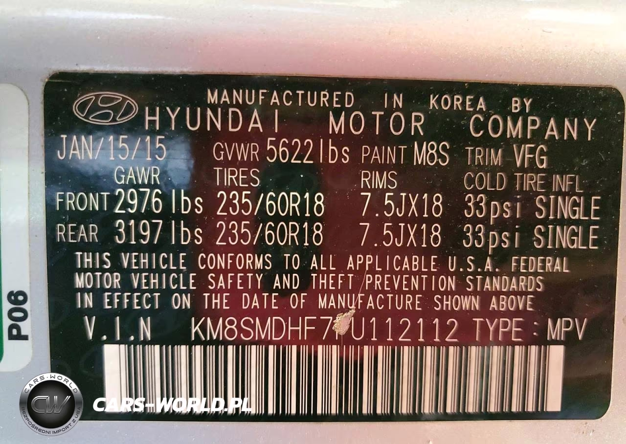 2015 Hyundai Santa Fe VIN:KM8SMDHF7FU112112 - 13