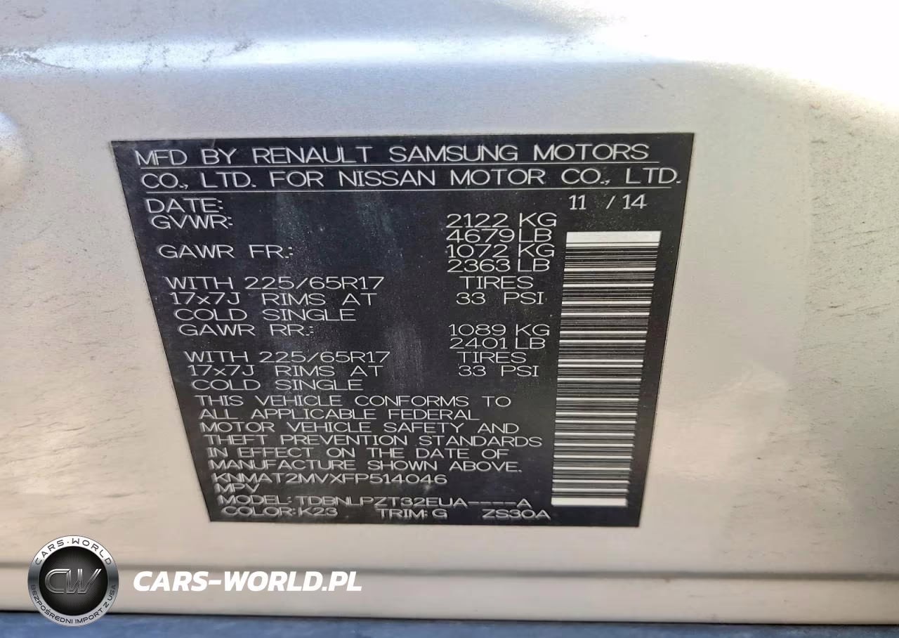 2015 Nissan Rogue S VIN:KNMAT2MVXFP514046 - 14