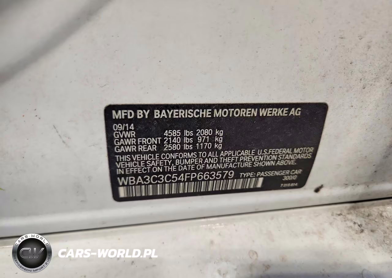 2015 BMW 320 I xDrive VIN:WBA3C3C54FP663579 - 12