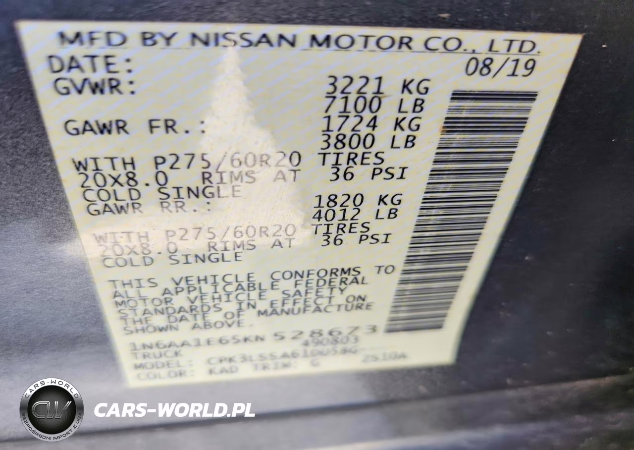 2019 Nissan Titan Sv VIN:1N6AA1E65KN528673 - 12