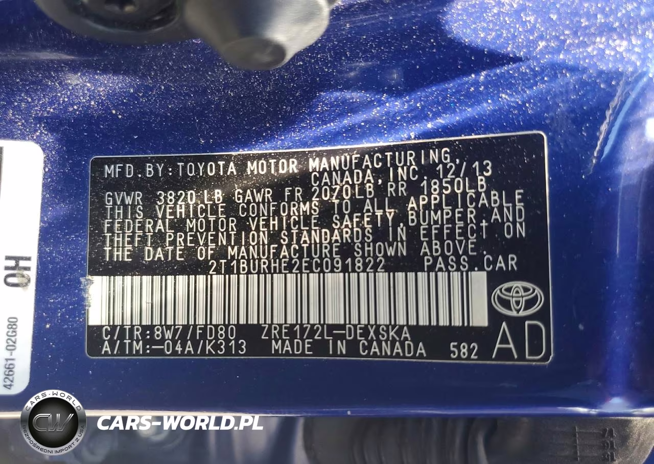 2014 Toyota Corolla S Plus VIN:2T1BURHE2EC091822 - 13