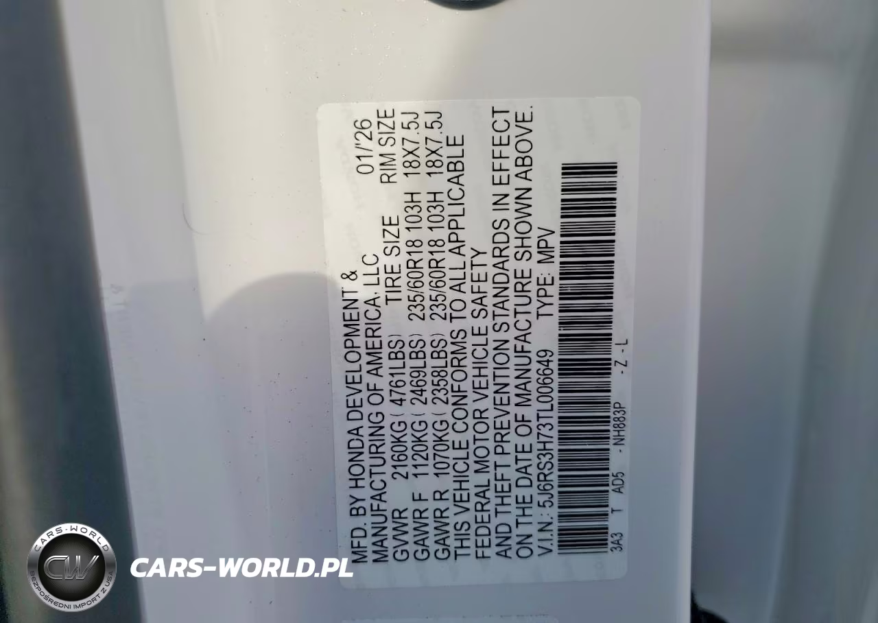 2026 Honda Cr-V Exl VIN:5J6RS3H73TL006649 - 13
