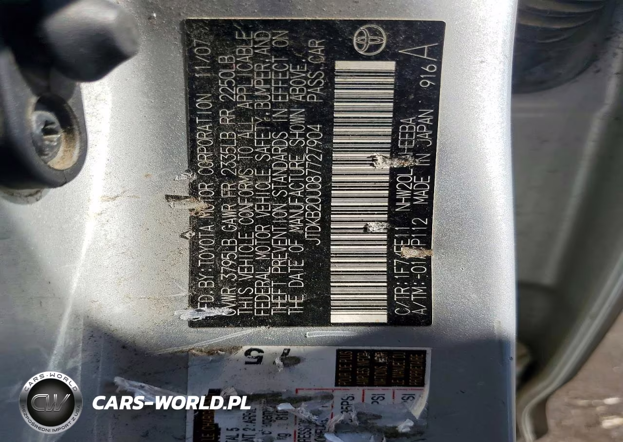 2008 Toyota Prius Base VIN:JTDKB20U087727904 - 13