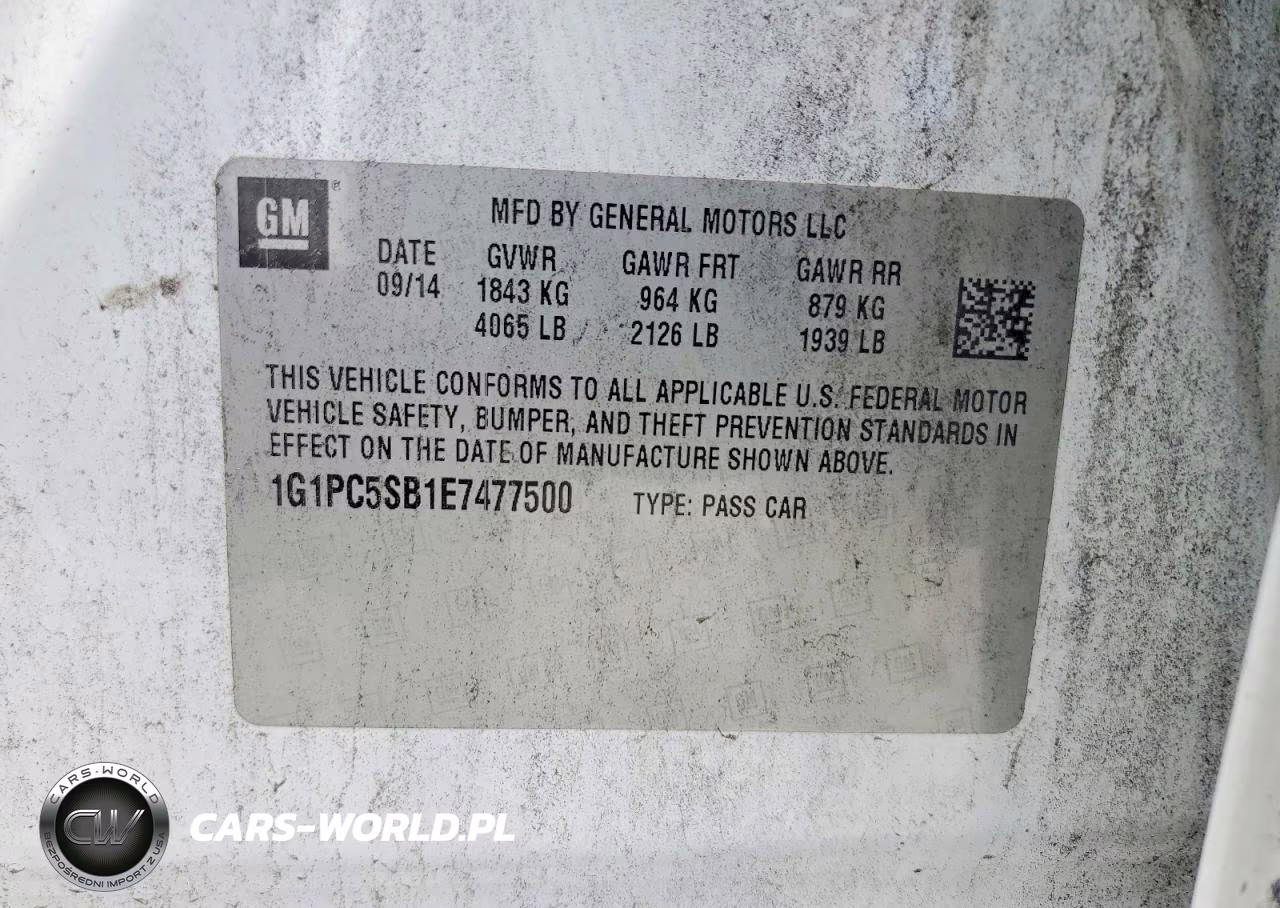 2014 Chevrolet Cruz VIN:1G1PC5SB1E7477500 - 12