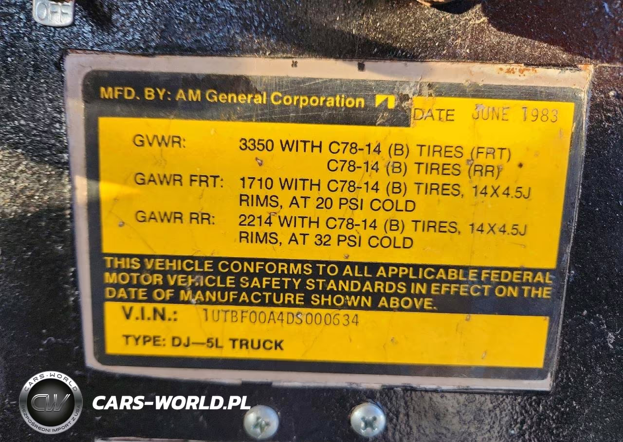 1983 Jeep Dj-5 VIN:1UTBF00A4DS000634 - 12