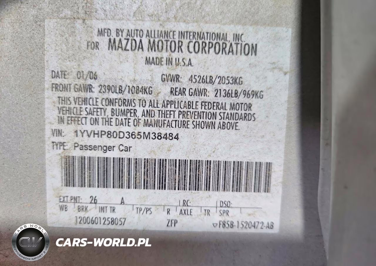2006 Mazda 6 S VIN:1YVHP80D365M38484 - 12