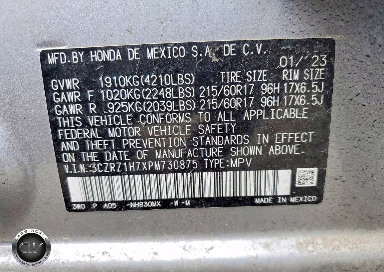 2023 Honda Hr-V Exl VIN:3CZRZ1H7XPM730875 - 14