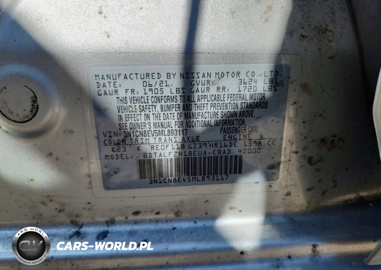2021 Nissan Versa Sv VIN:3N1CN8EV5ML893117 - 12