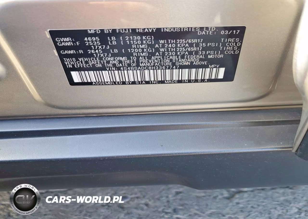 2017 Subaru Outback 2.5I Premium VIN:4S4BSADC8H3367747 - 13