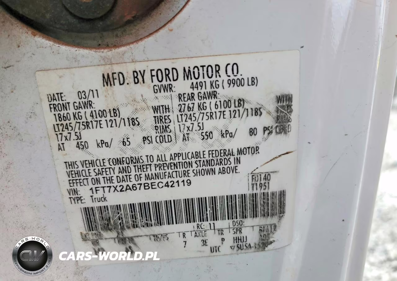 2011 Ford F250 Super Duty VIN:1FT7X2A67BEC42119 - 12