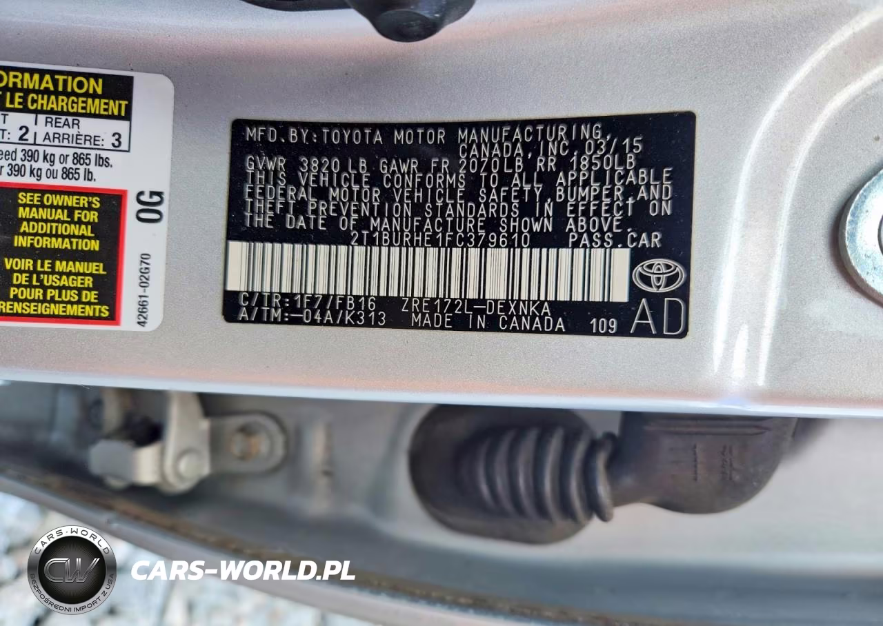 2015 Toyota Corolla Le VIN:2T1BURHE1FC379610 - 12