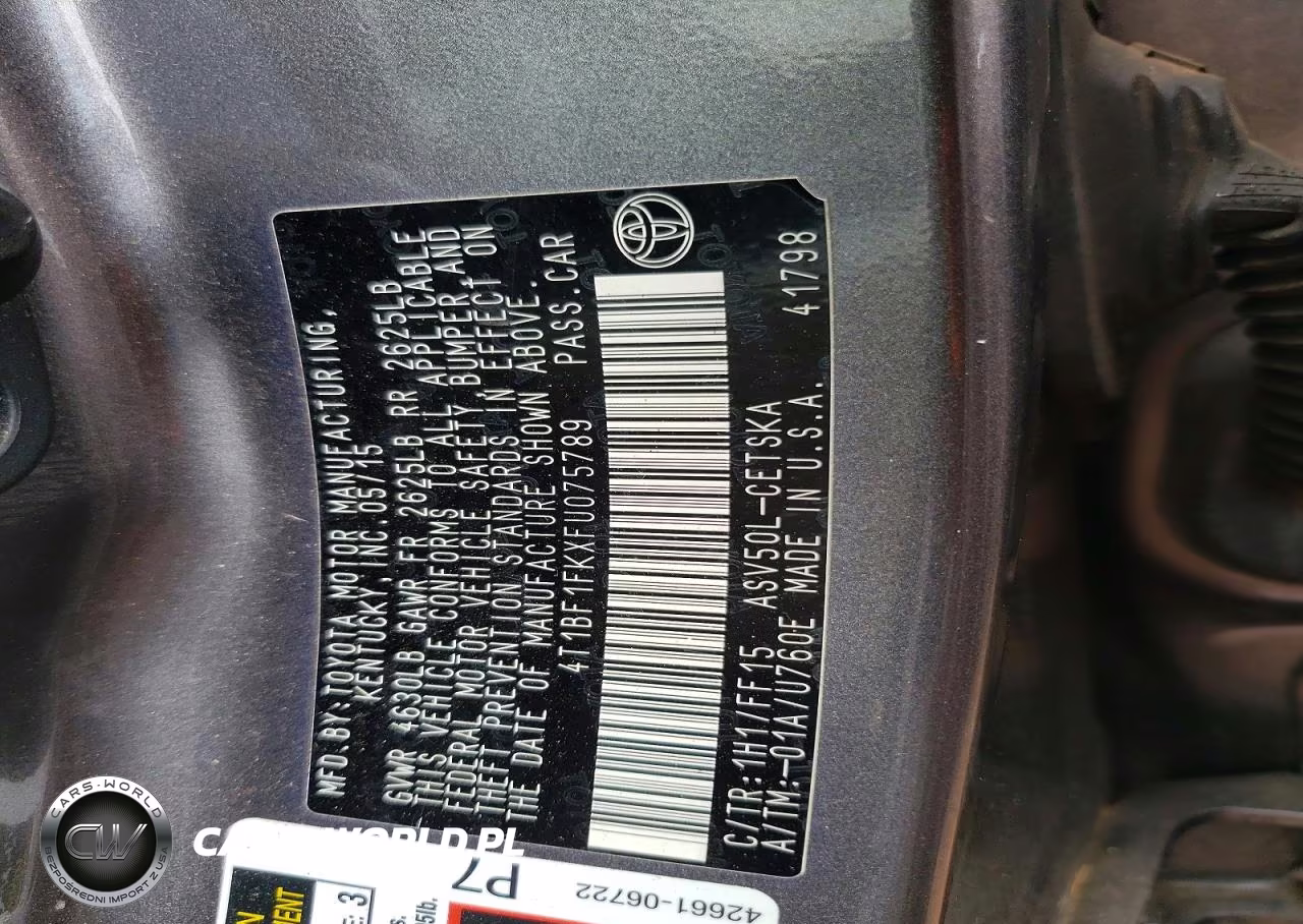 2015 Toyota Camry Se VIN:4T1BF1FKXFU075789 - 13