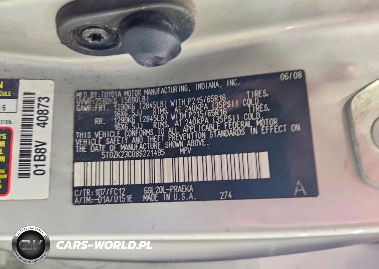 2008 Toyota Sienna Le 8-Passenger VIN:5TDZK23C08S221495 - 13