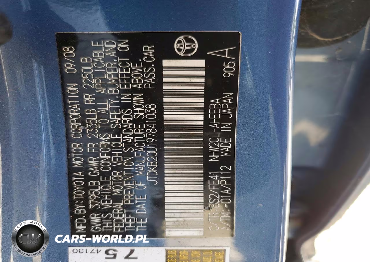 2009 Toyota Prius Base VIN:JTDKB20U197841038 - 12