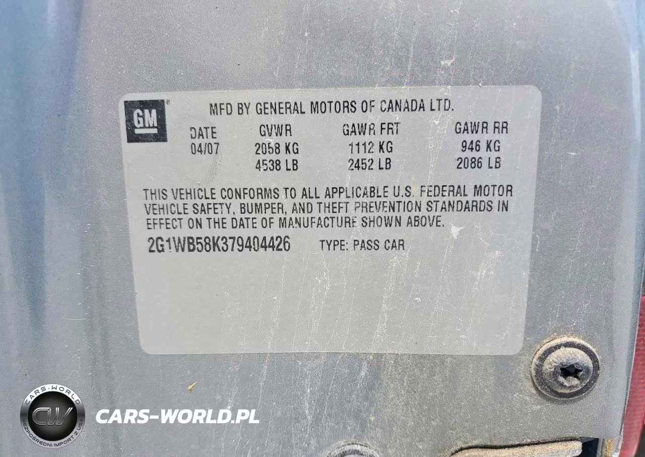 2007 Chevrolet Impala Ls VIN:2G1WB58K379404426 - 13
