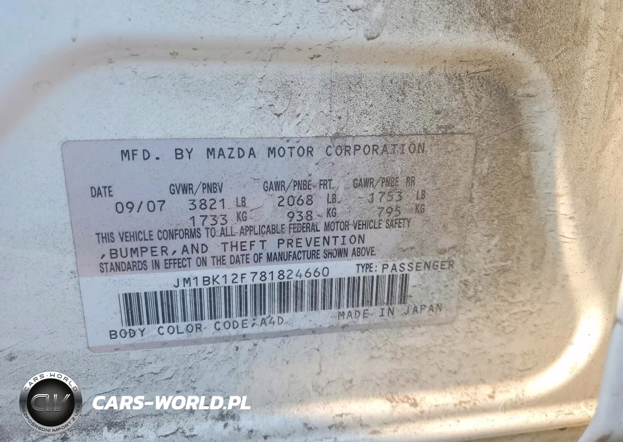 2008 Mazda 3 I VIN:JM1BK12F781824660 - 12