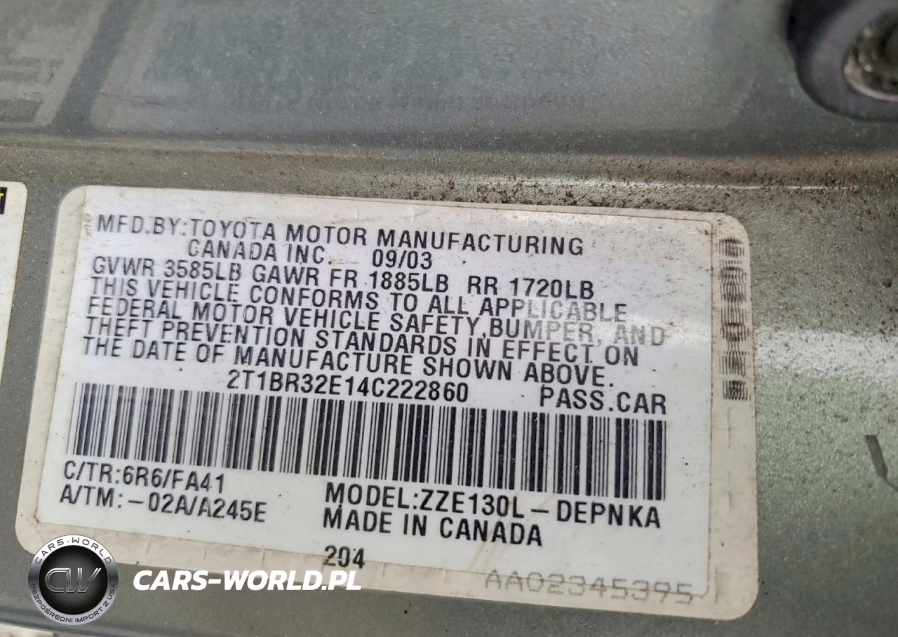 2004 Toyota Corolla Le VIN:2T1BR32E14C222860 - 12