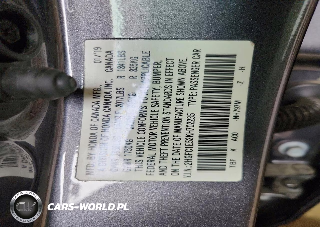 2019 Honda Civic Si VIN:2HGFC1E52KH702235 - 12
