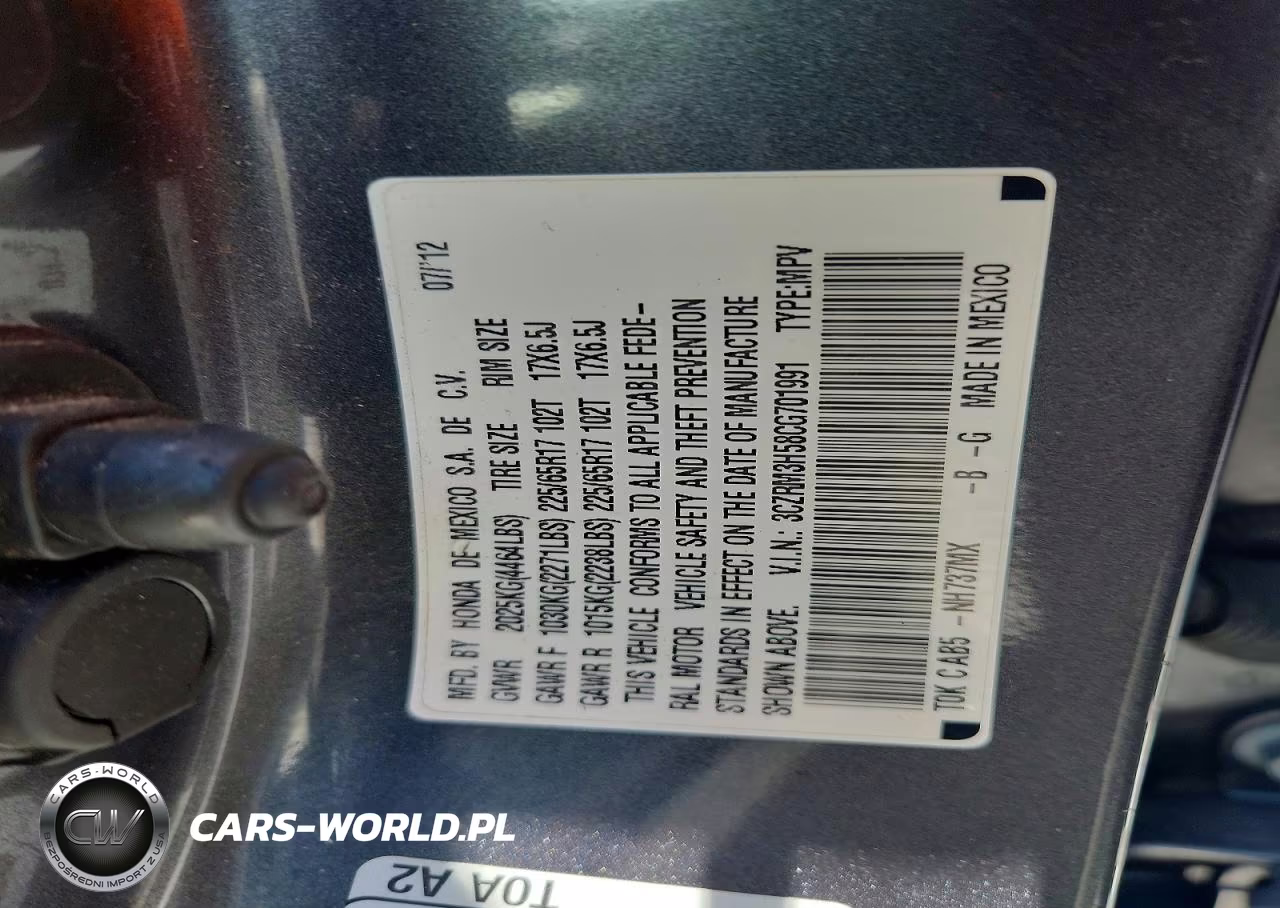 2012 Honda Cr-V Ex VIN:3CZRM3H58CG701991 - 12