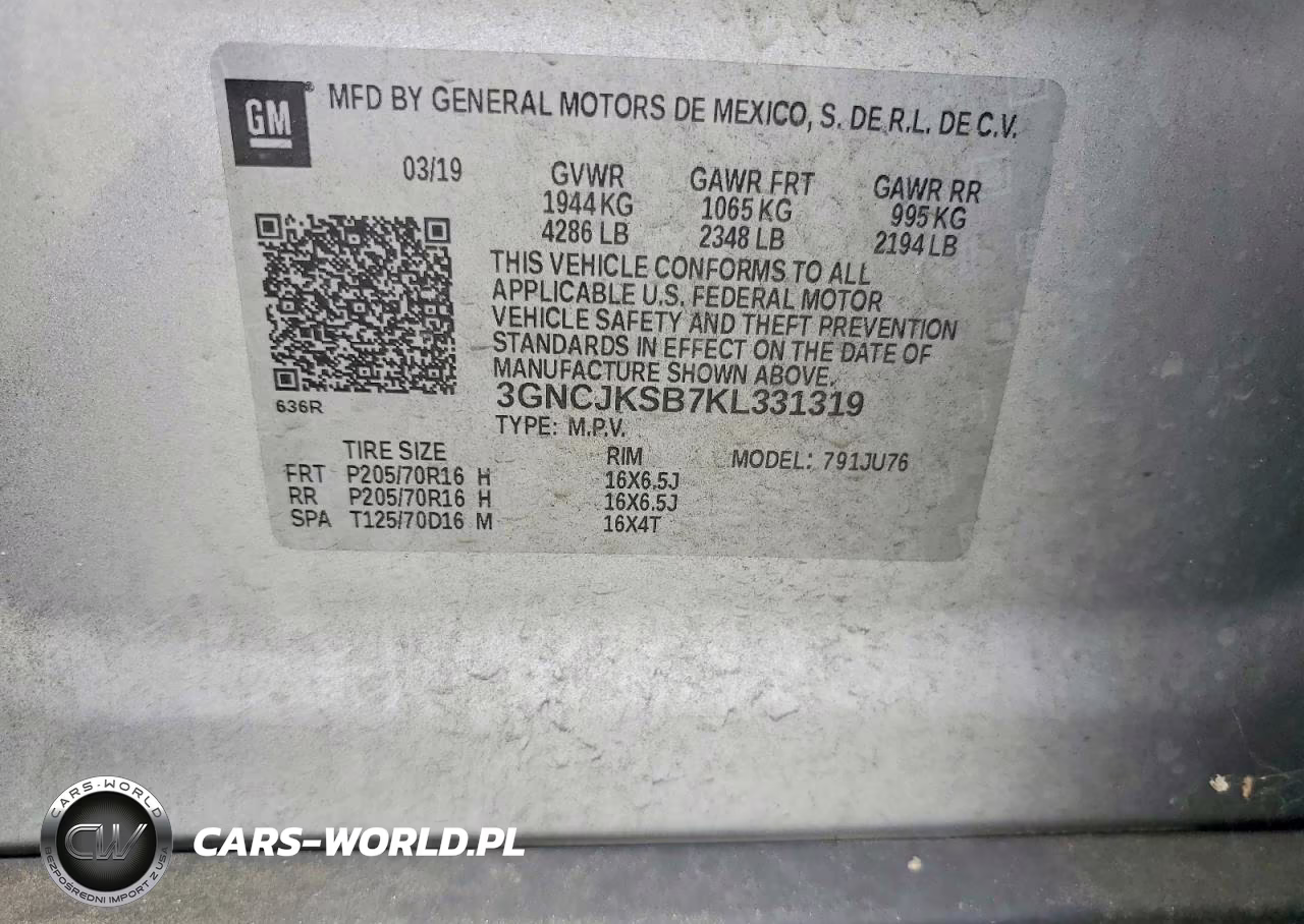 2019 Chevrolet Trax Ls VIN:3GNCJKSB7KL331319 - 12