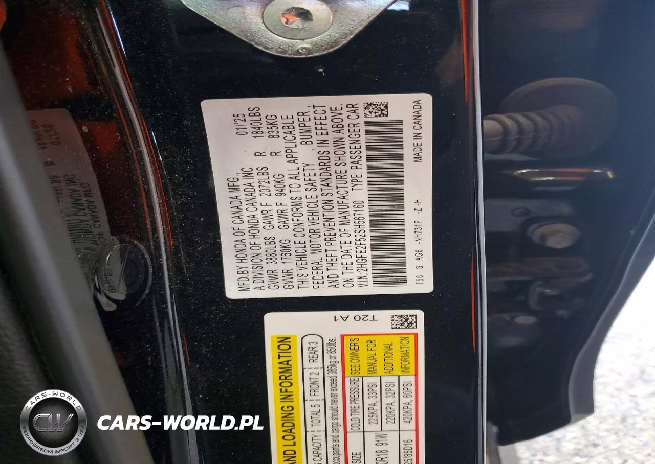 2025 Honda Civic Sport VIN:2HGFE2F52SH567160 - 12