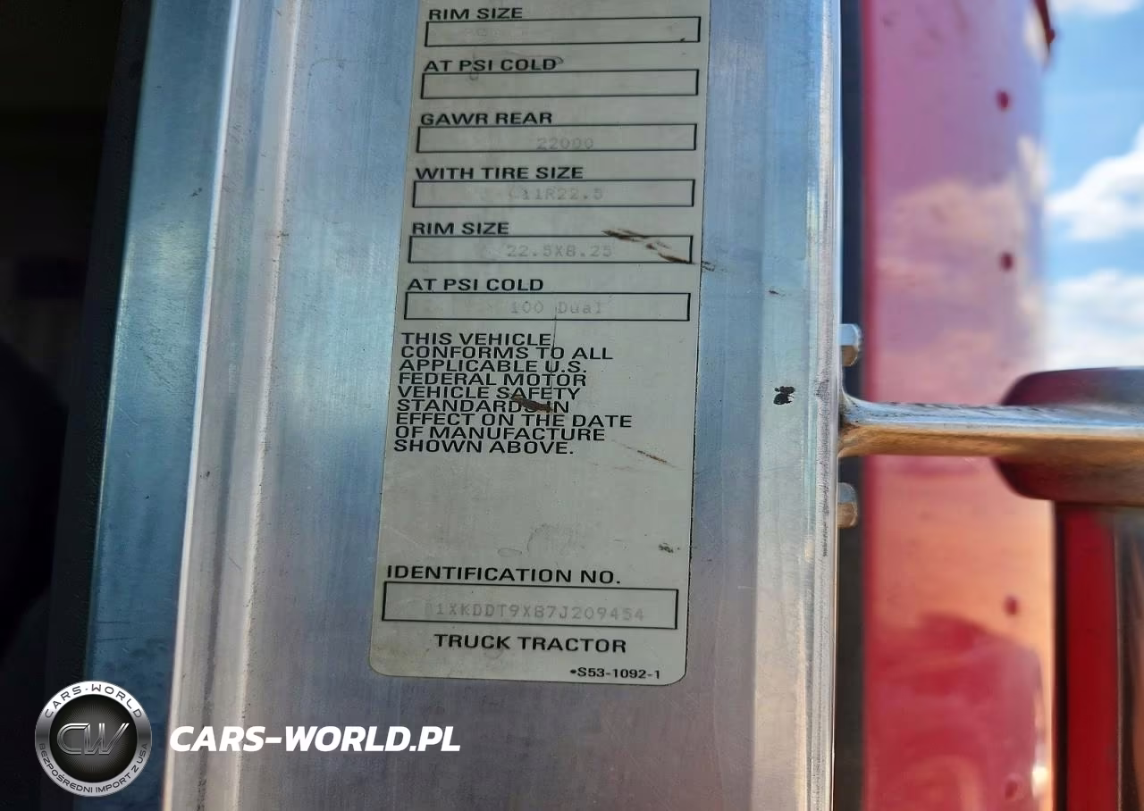 2007 Kenworth T800 Semi Truck VIN:1XKDDT9X87J209454 - 10