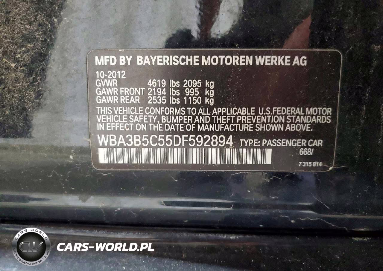 2013 BMW 328 Xi Sulev VIN:WBA3B5C55DF592894 - 12