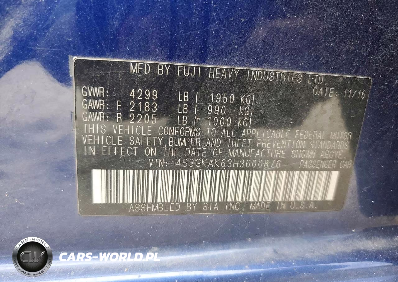 2017 Subaru Impreza Sport VIN:4S3GKAK63H3600876 - 13