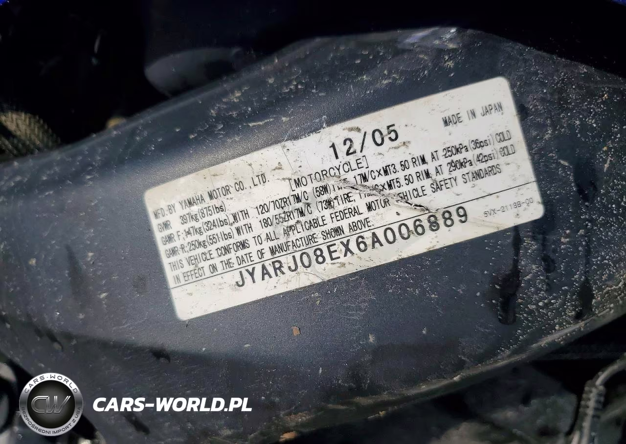 2006 Yamaha Fz6 S VIN:JYARJ08EX6A006889 - 10